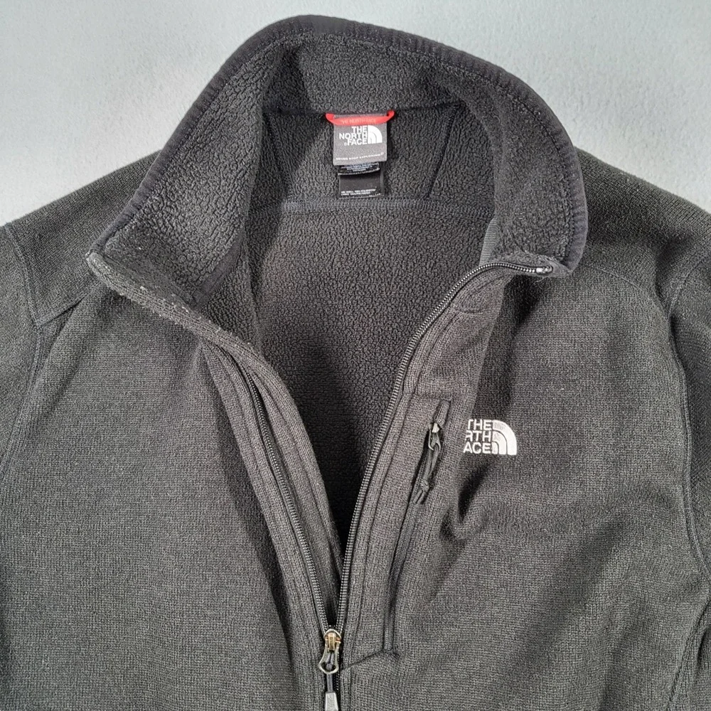 The North Face Fleece Jacket Men's XL Charcoal Gray Full Zip Logo Pocket Outdoor
